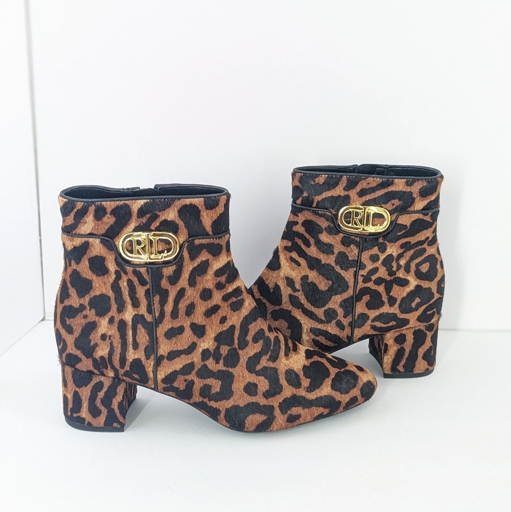 NWOT Lauren Ralph Lauren Leopard Ankle Boots